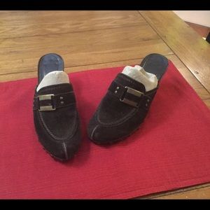 Stuart Weitzman Suede Heeled Mules EUC